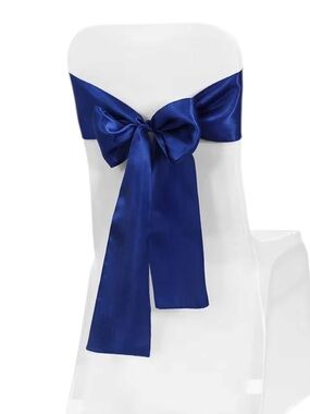 15 Treasure Blue Satin Chair Sash Wedding Tie back